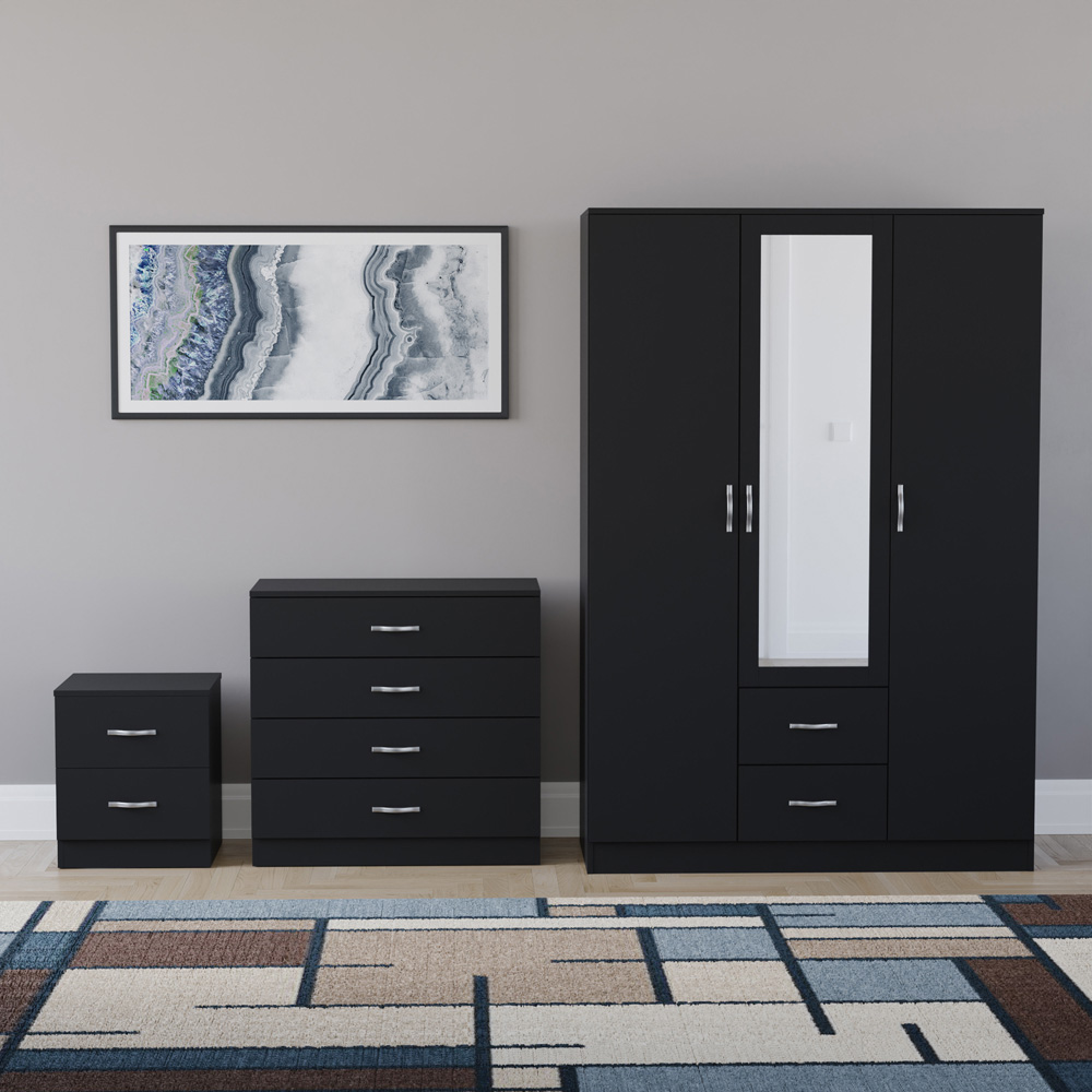 VIDA DESIGNS Riano Black 3 Piece Bedroom Furniture Set Image 2