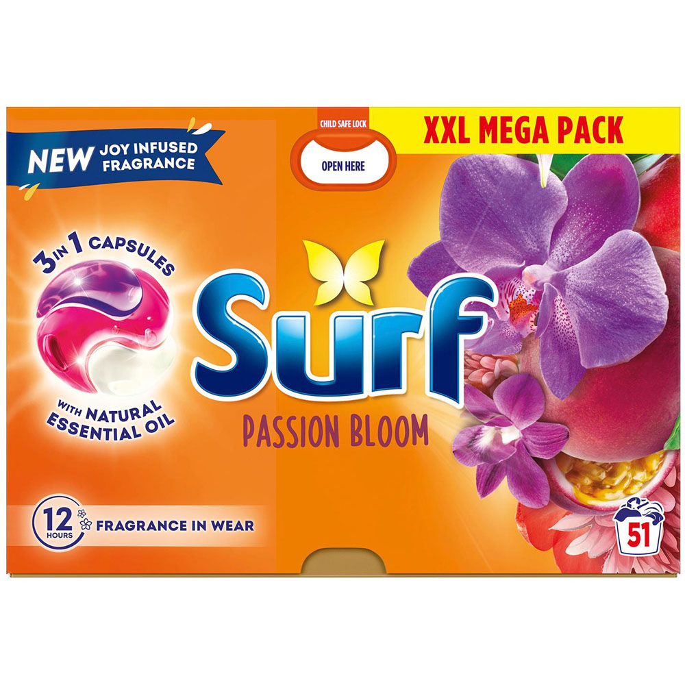 Surf 3 in 1 Passion Bloom Washing Capsules 51 Washes 6 Pack Image 2