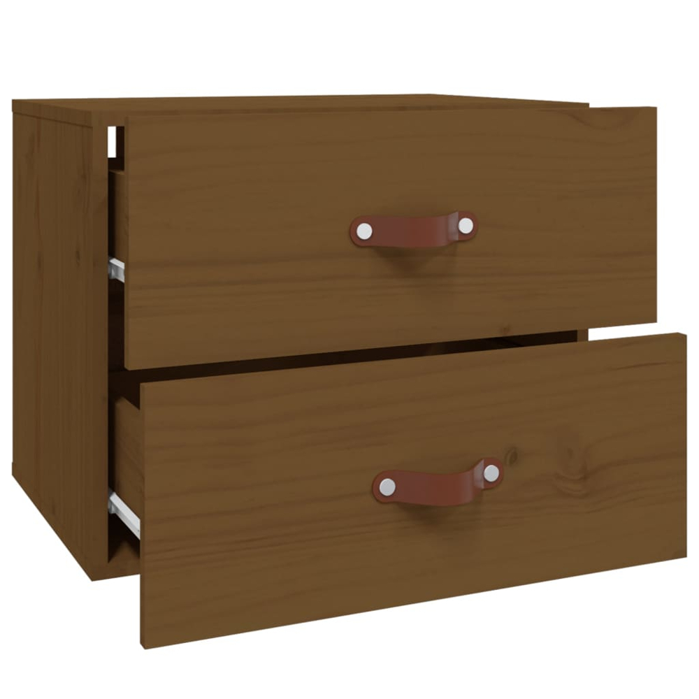 vidaXL 2 Drawer Honey Brown Wall Mounted Bedside Cabinet Image 7