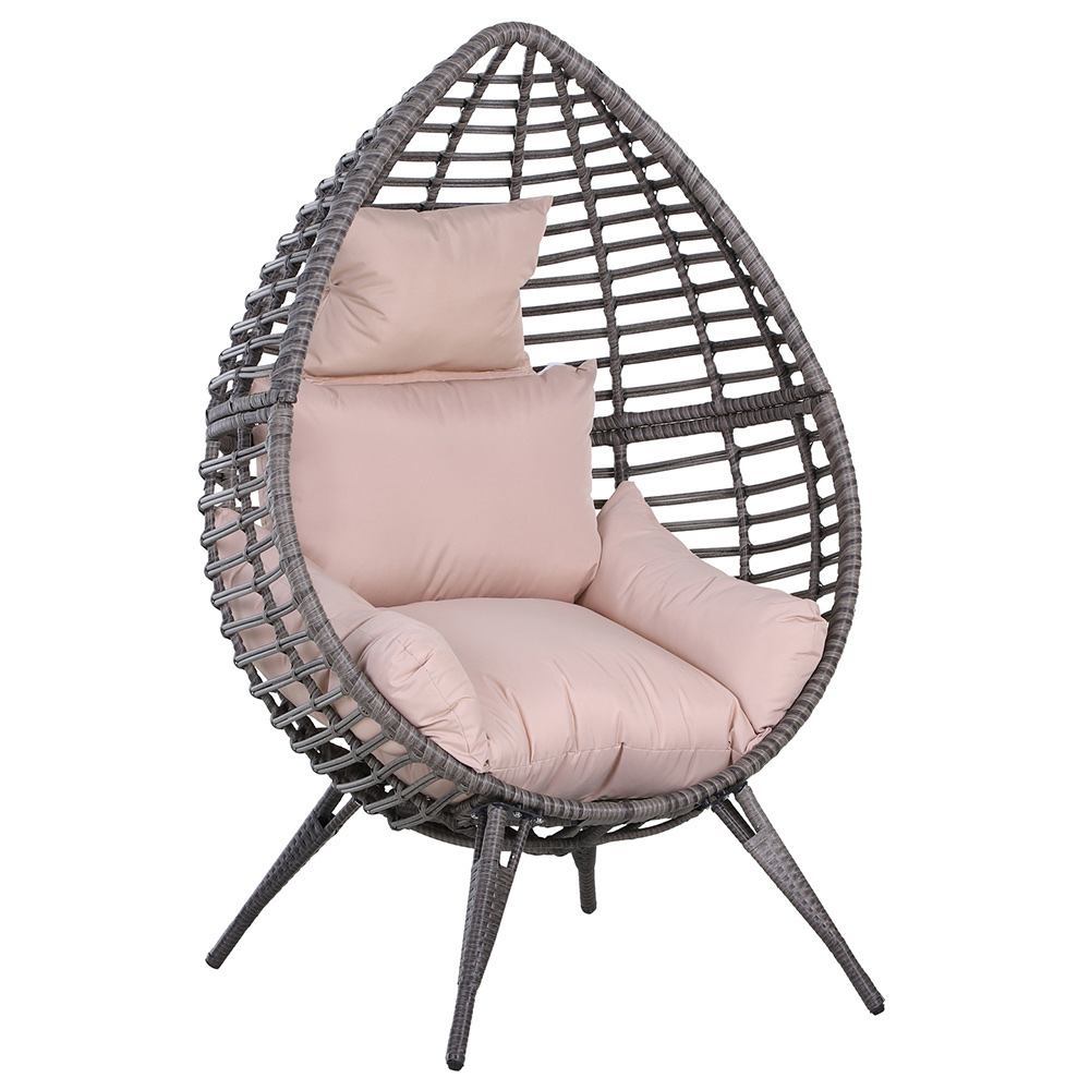 Outsunny Grey Rattan Egg Chair with Cushions Image 2