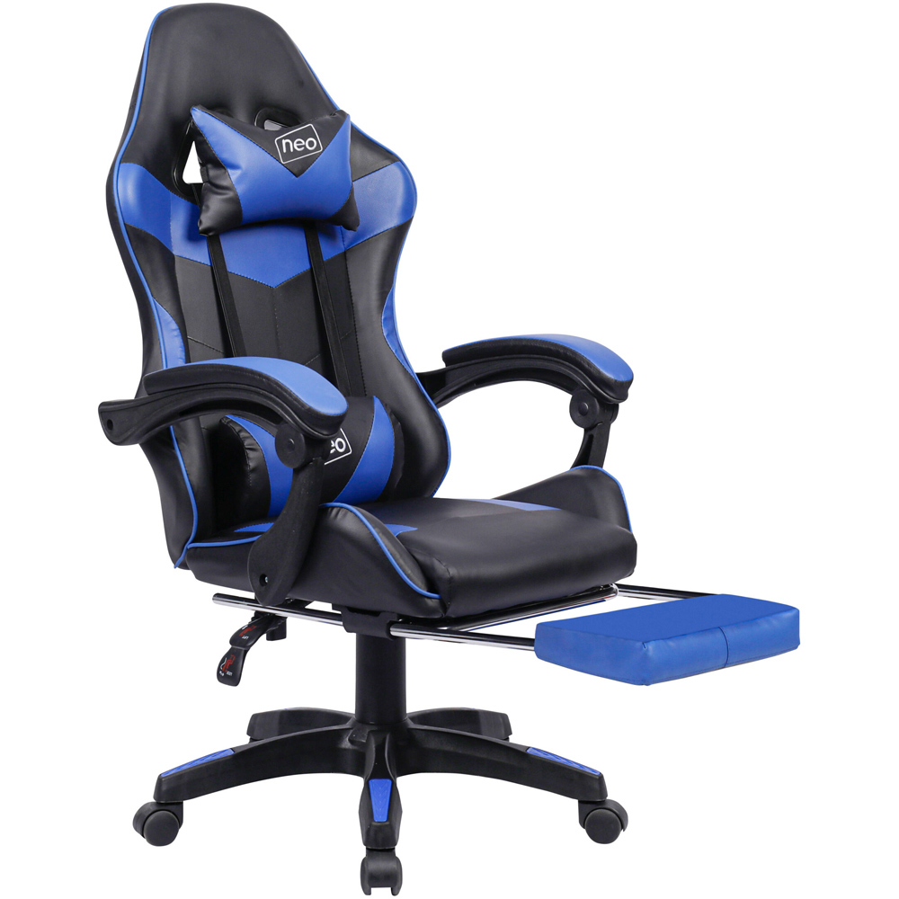 Neo Blue and Black PU Leather Swivel Office Chair Image 2
