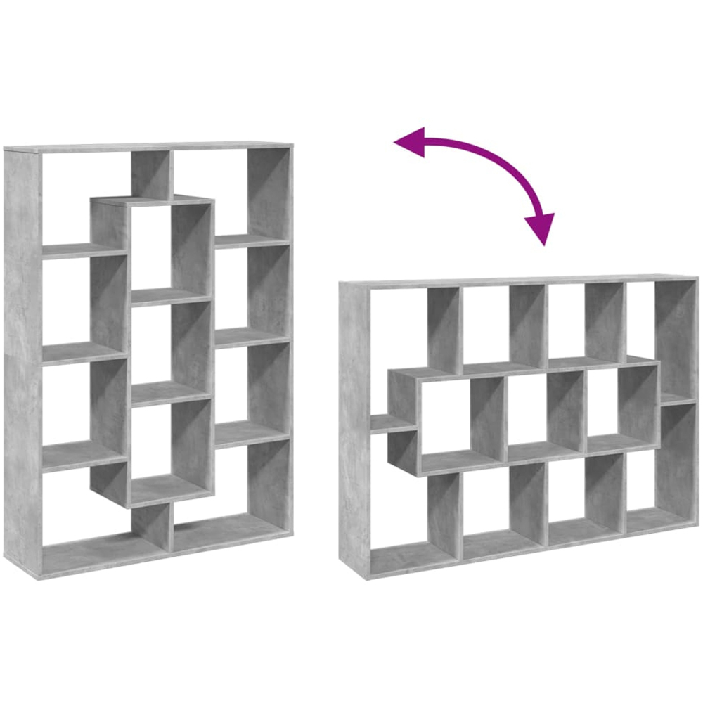 vidaXL 11 Shelf Concrete Grey Bookcase Image 7