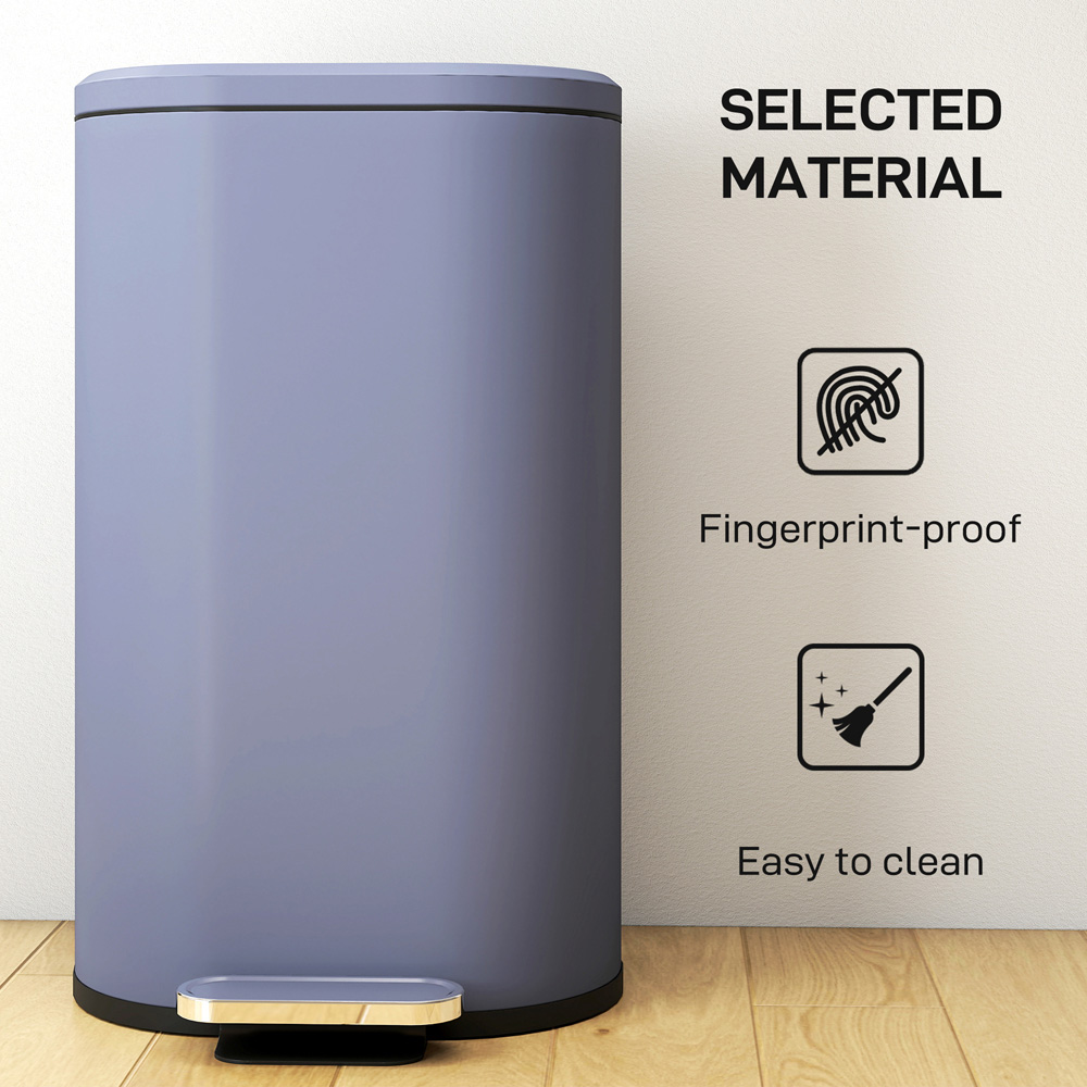 HOMCOM Grey Slim Rectangular Pedal Bin with Soft-Close Lid 30L Image 6
