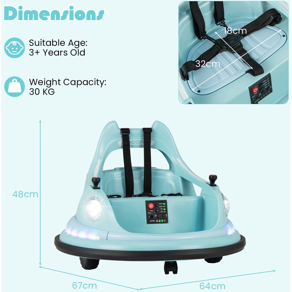Costway Kids Blue Ride On Bumper Car with Dual Joysticks and 5 Light Effects 12V Image 8