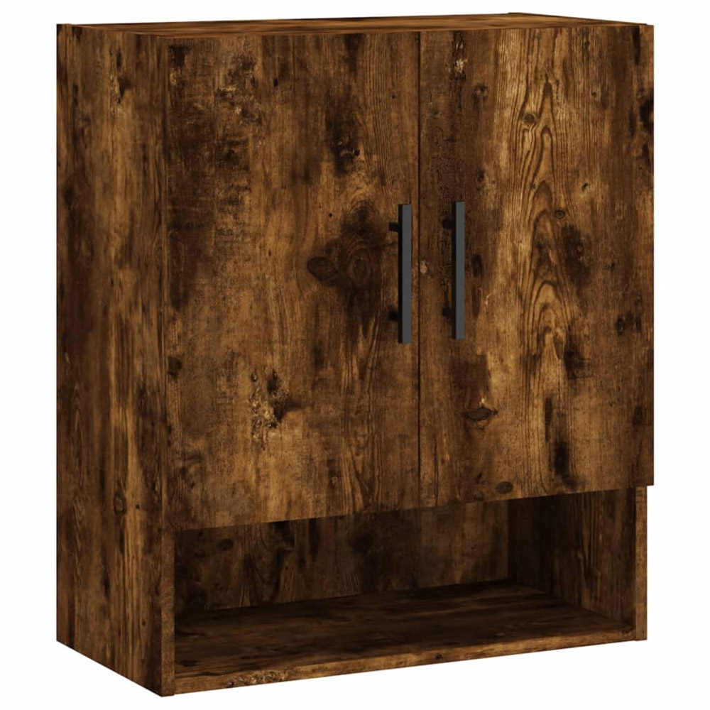 vidaXL 2 Door Single Shelf Smoked Oak Wall Cabinet Image 2