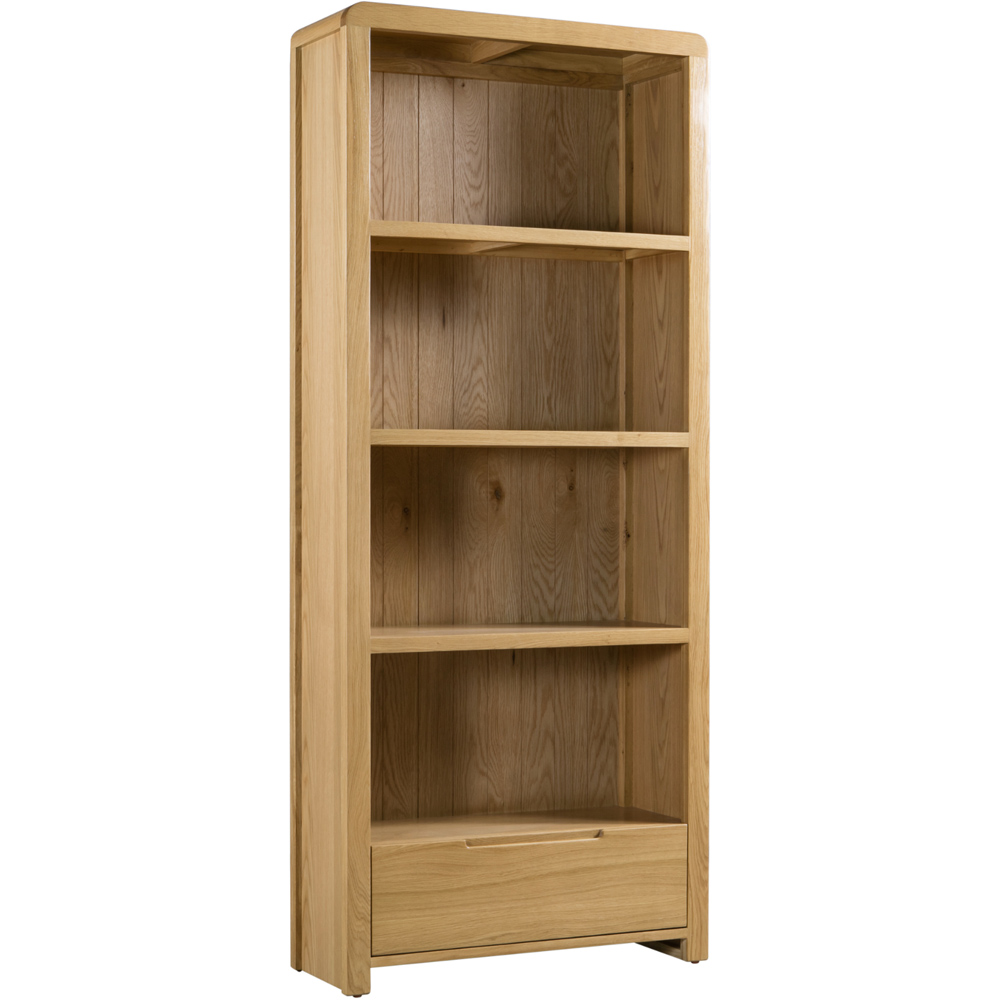 Julian Bowen Curve Single Drawer 4 Shelves Oak Tall Bookcase Image 2