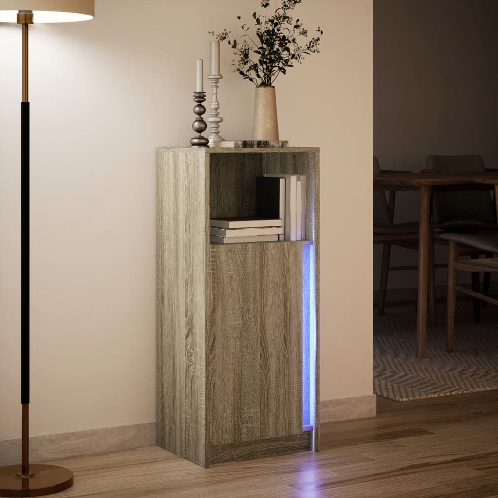 vidaXL Single Door Single Shelf Sonoma Oak Sideboard with RGB LED Lights Image 5