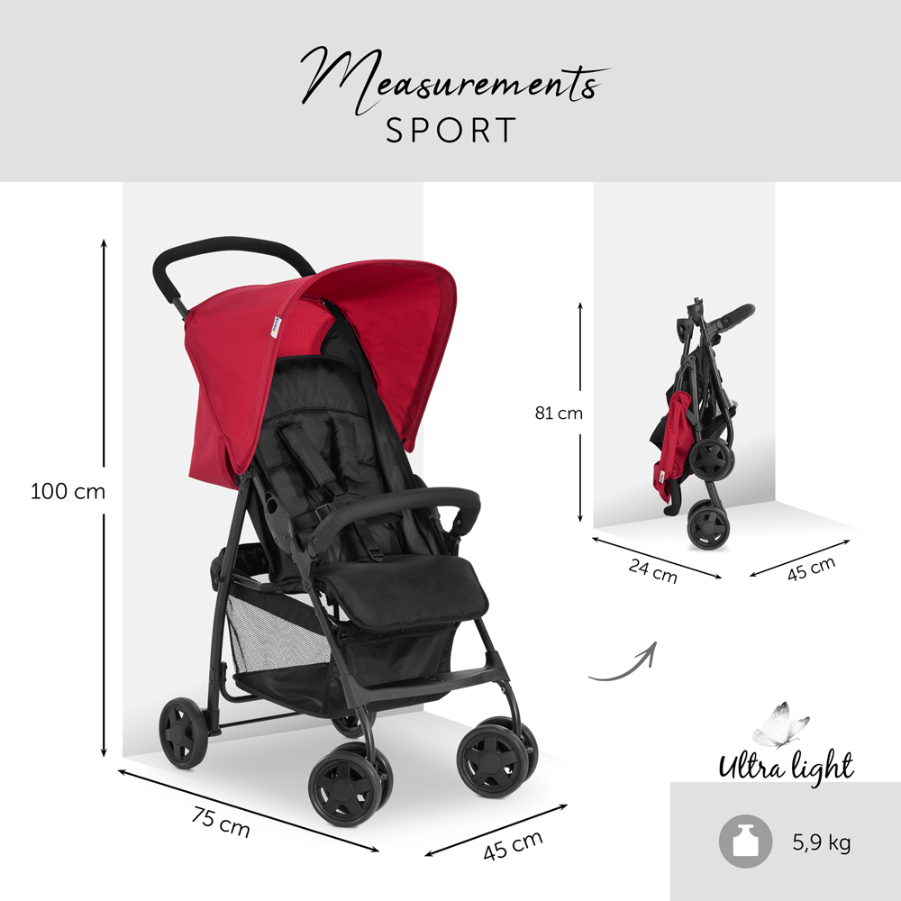 hauck Sport Red Baby Pushchair Stroller Image 7