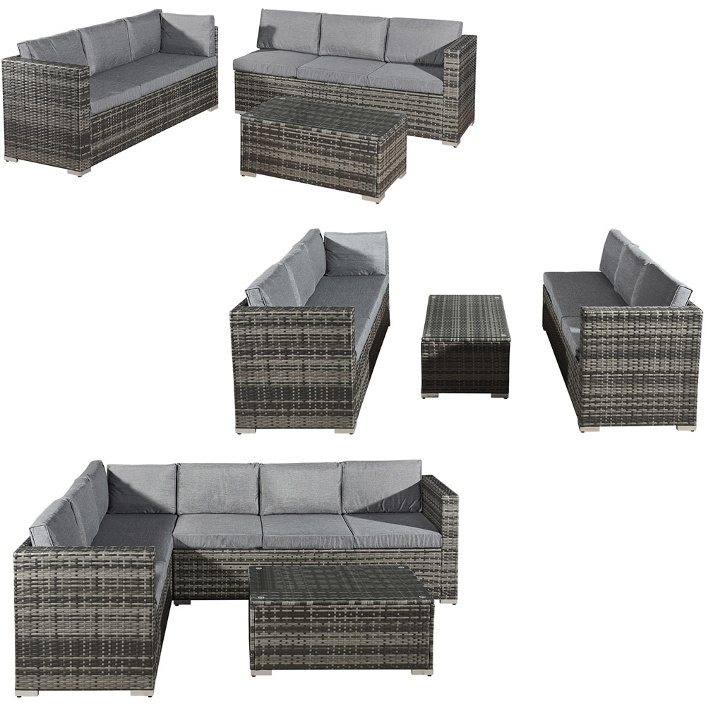 Oseasons Acorn 6 Seater Walnut Grey Rattan Corner Sofa Set Image 3