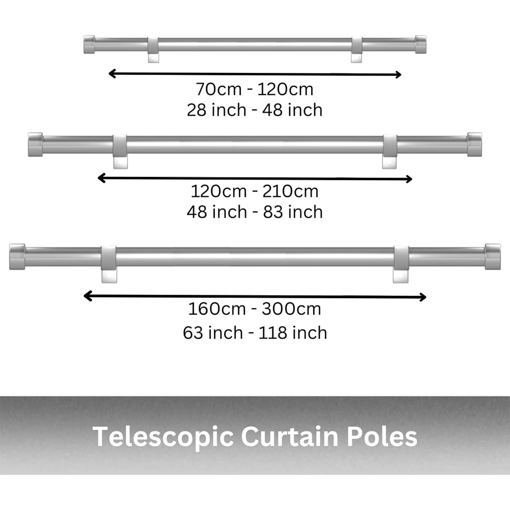 Caecus 210-400cm Extendable Metal Eyelet Painted White Ball Curtain Pole Image 2