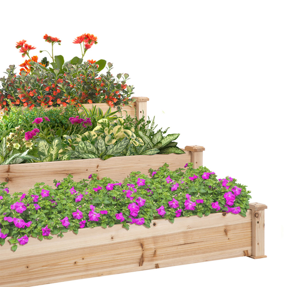 Outsunny Wooden Raised 2tier Box Image 6