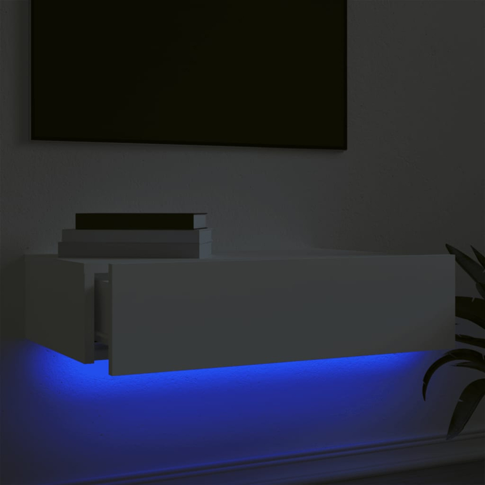 vidaXL Single Drawer White LED TV Cabinet Image 1