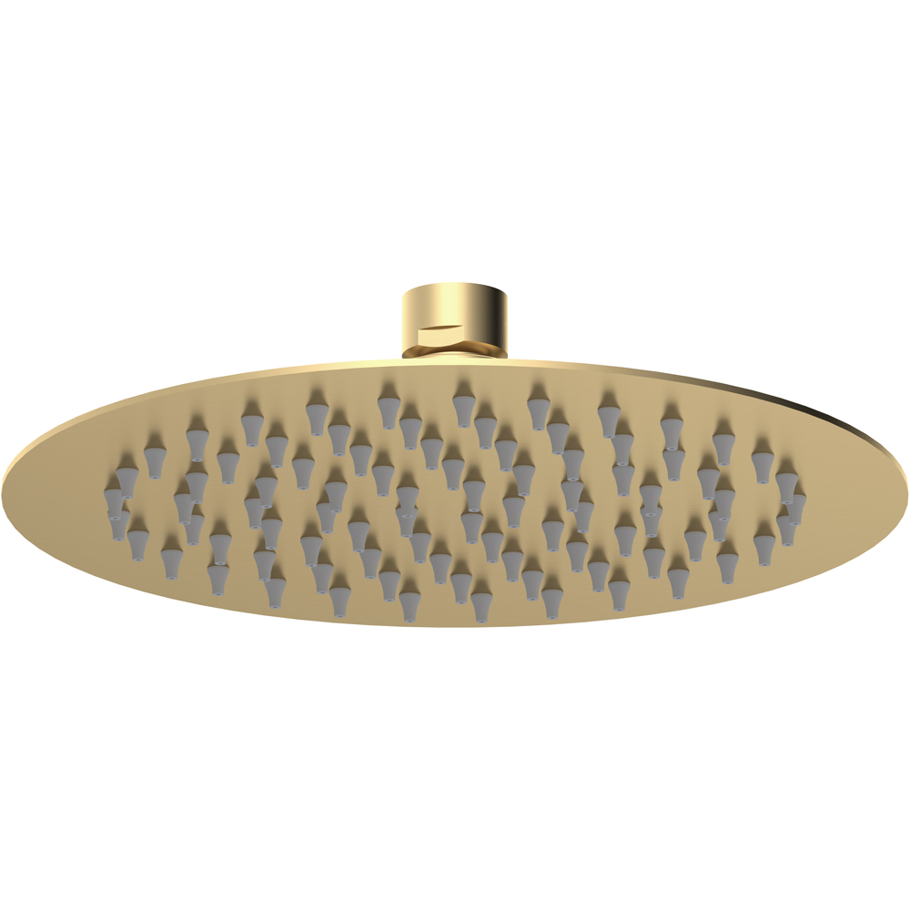 nuie Brushed Brass Round Fixed Shower Head 200mm Image 1