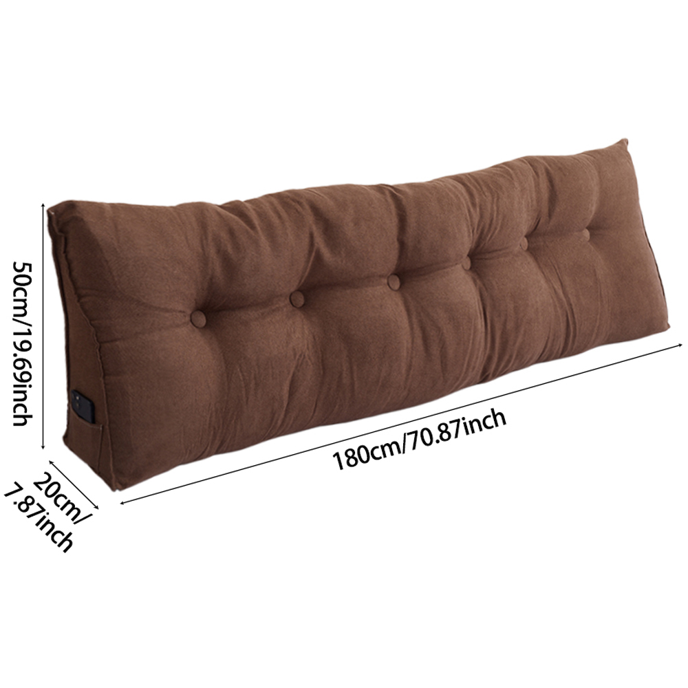 Living and Home Coffee Wedge Headboard Pillow with Side Pocket 180 x 50cm Image 8