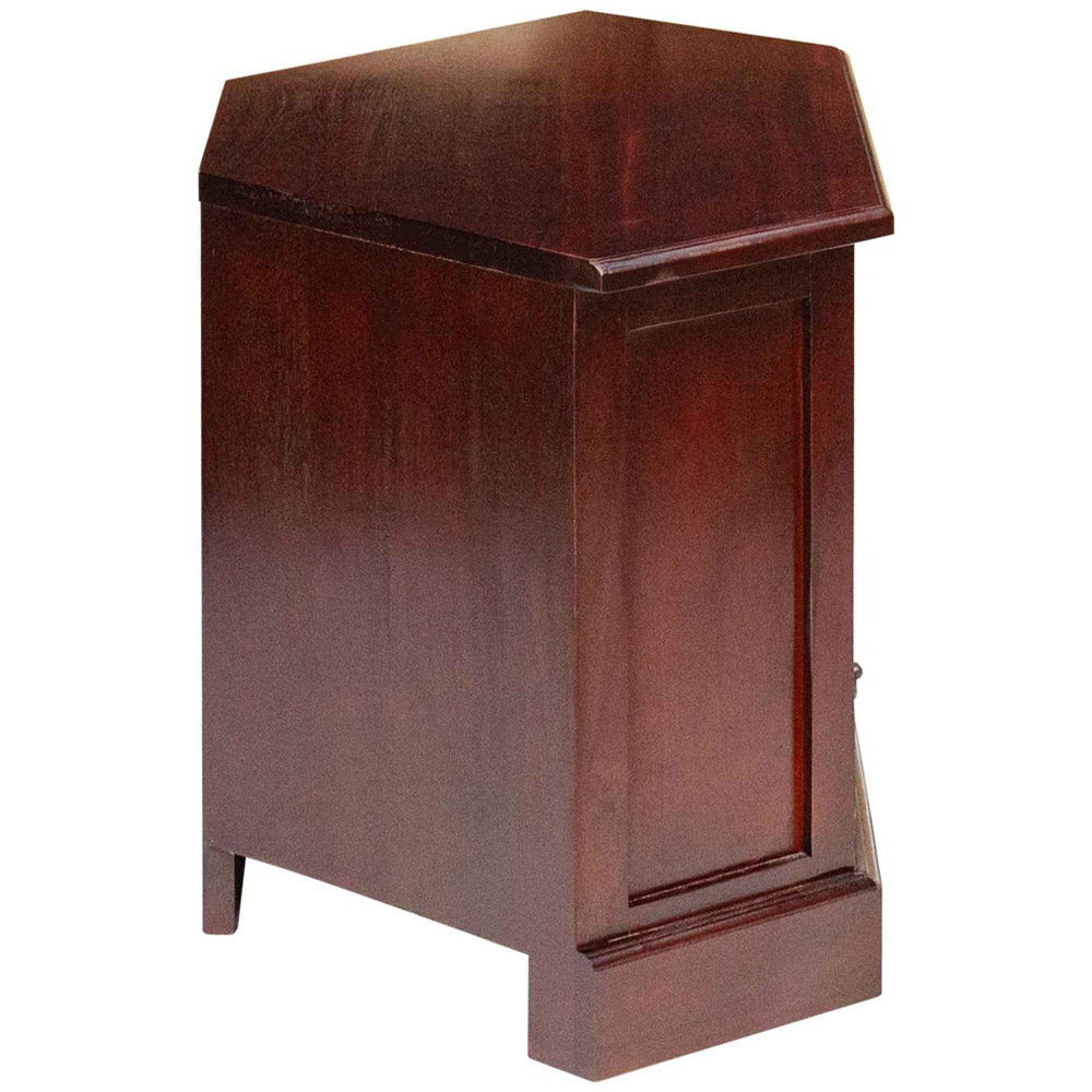 vidaXL Single Drawer 2 Shelf Brown Solid Mahogany Wood Corner TV Cabinet Image 6