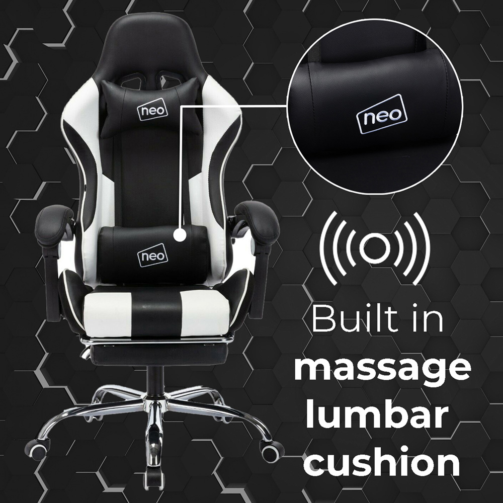 Neo White PU Leather Swivel Massage Office Chair Image 5