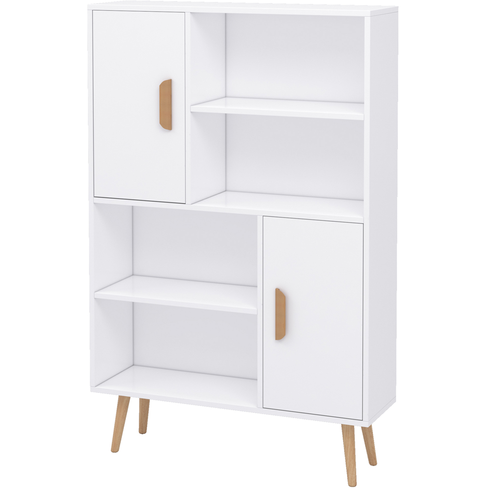 Portland 2 Door 4 Shelf White Sideboard Freestanding Bookshelf Image 2