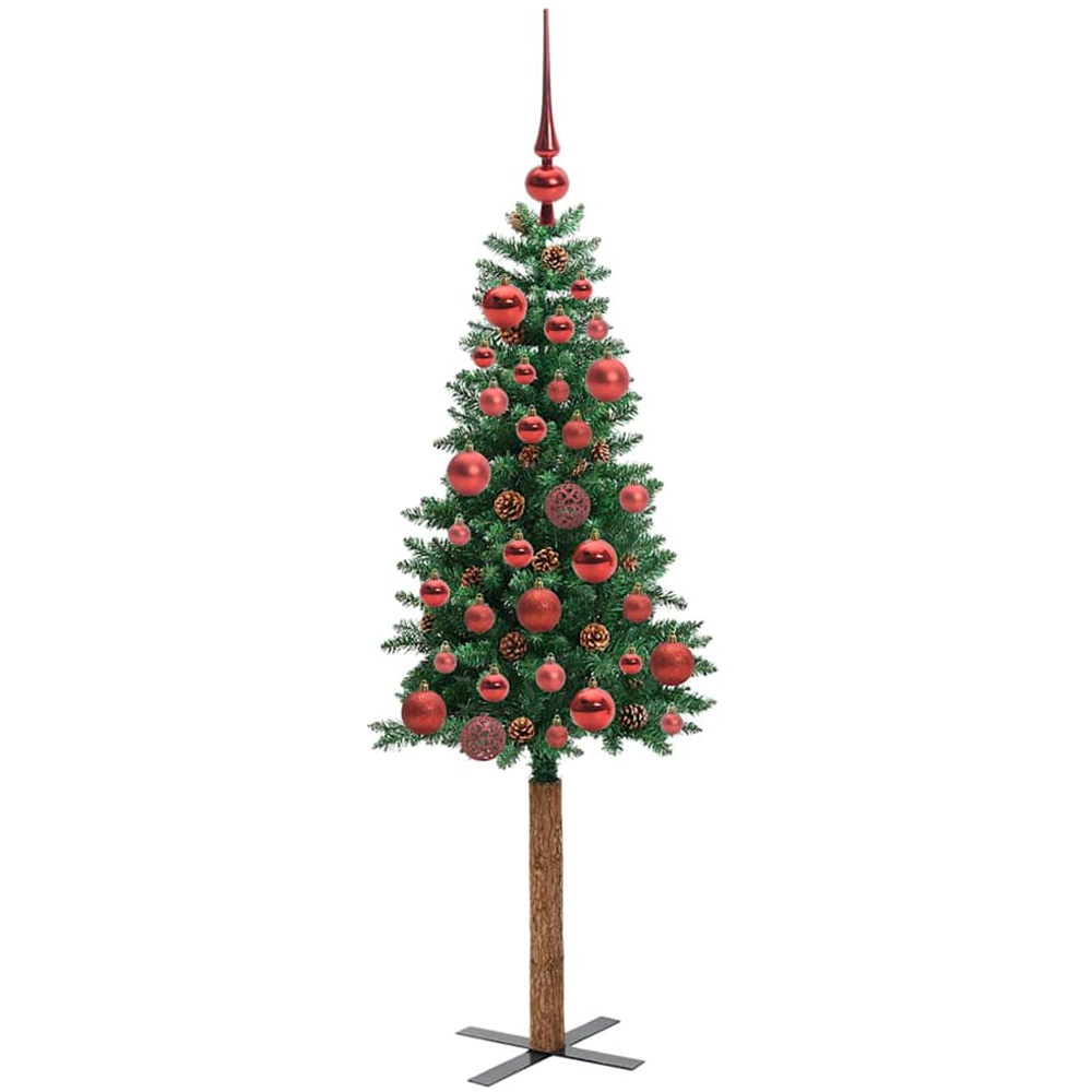 vidaXL Green Artificial Christmas Tree with Pinecones LEDs Red Decoration Ornaments 5ft Image 4