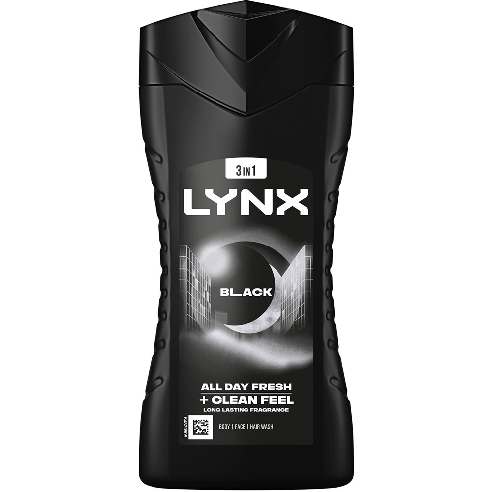 Lynx Black 12H Refreshing Shower Gel with Manwasher 2-Sided Shower Tool 225ml 3 Pack Image 6