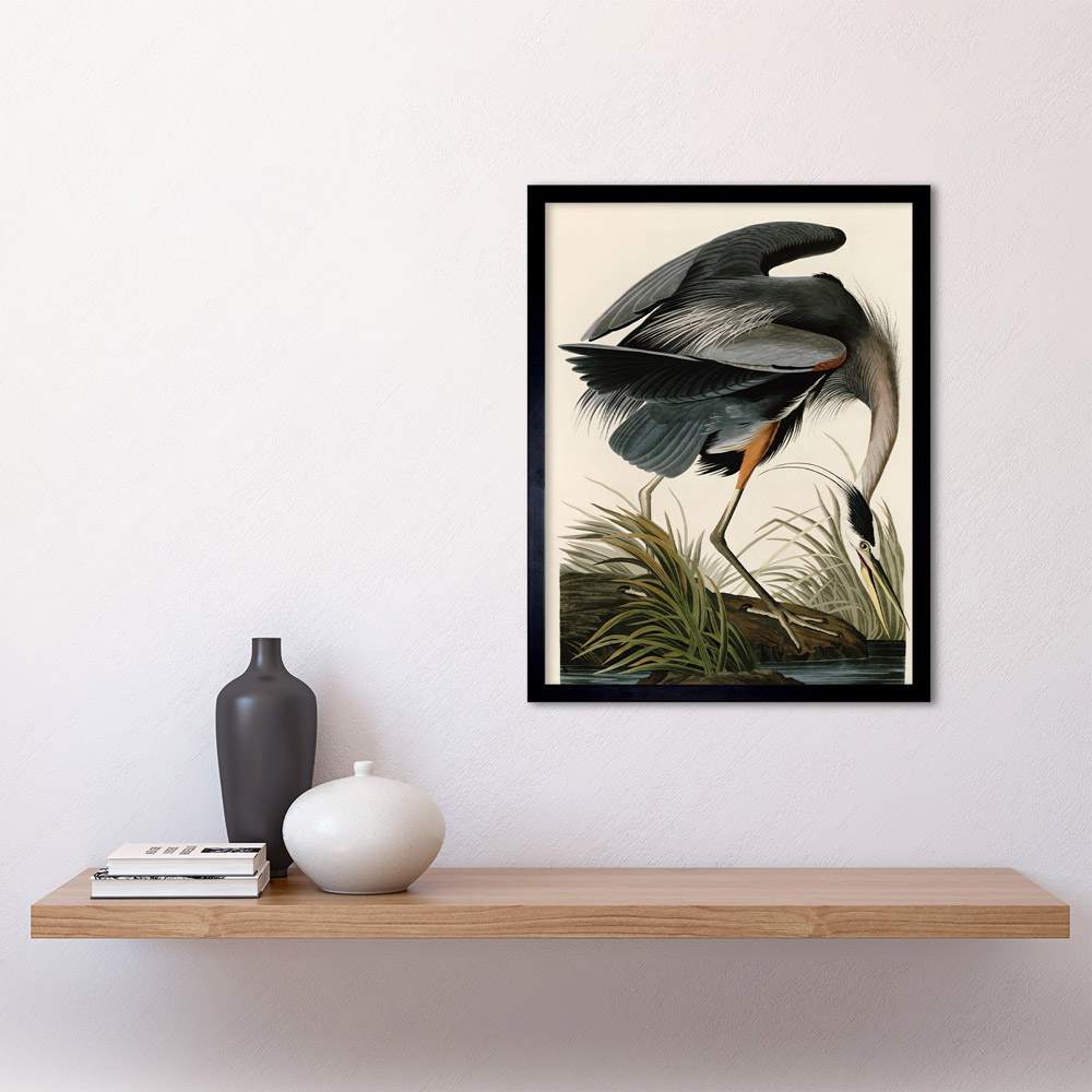 Artery8 Audubon Great Blue Heron Painting Framed Wall Art Print 30 x 41cm Image 2