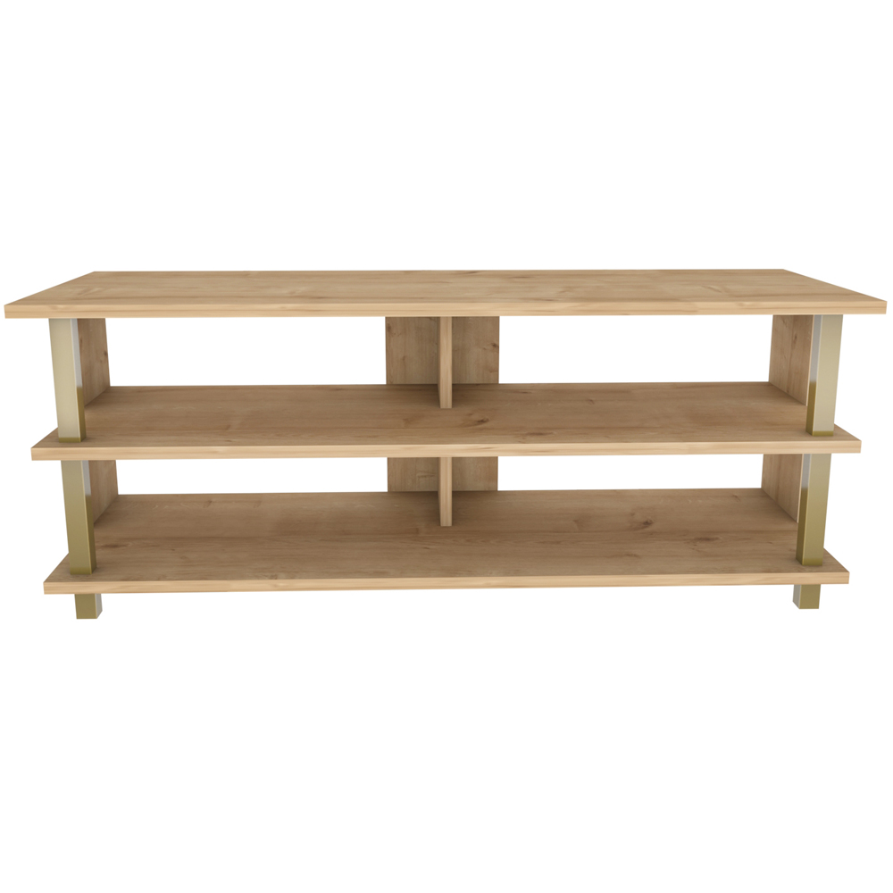 Decorotika Pueblo 4 Open Shelf Gold and Oak Wide TV Unit Image 3