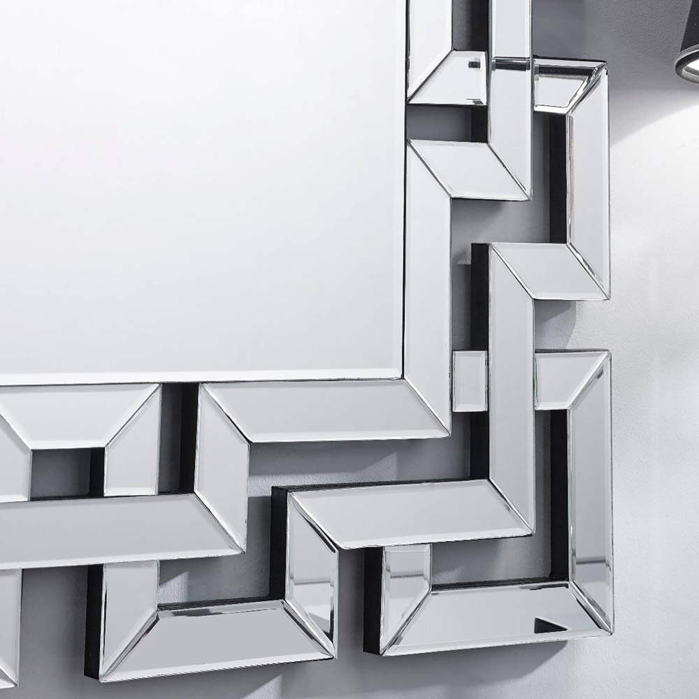 Furniturebox Helena Rectangular Large Silver Patterned Wall Mirror 66 x 100cm Image 3