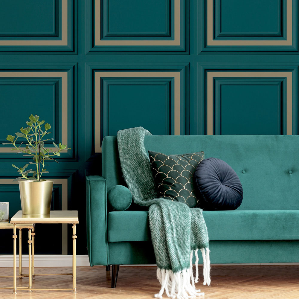 Arthouse Stately Panel Emerald Green Wallpaper Image 4