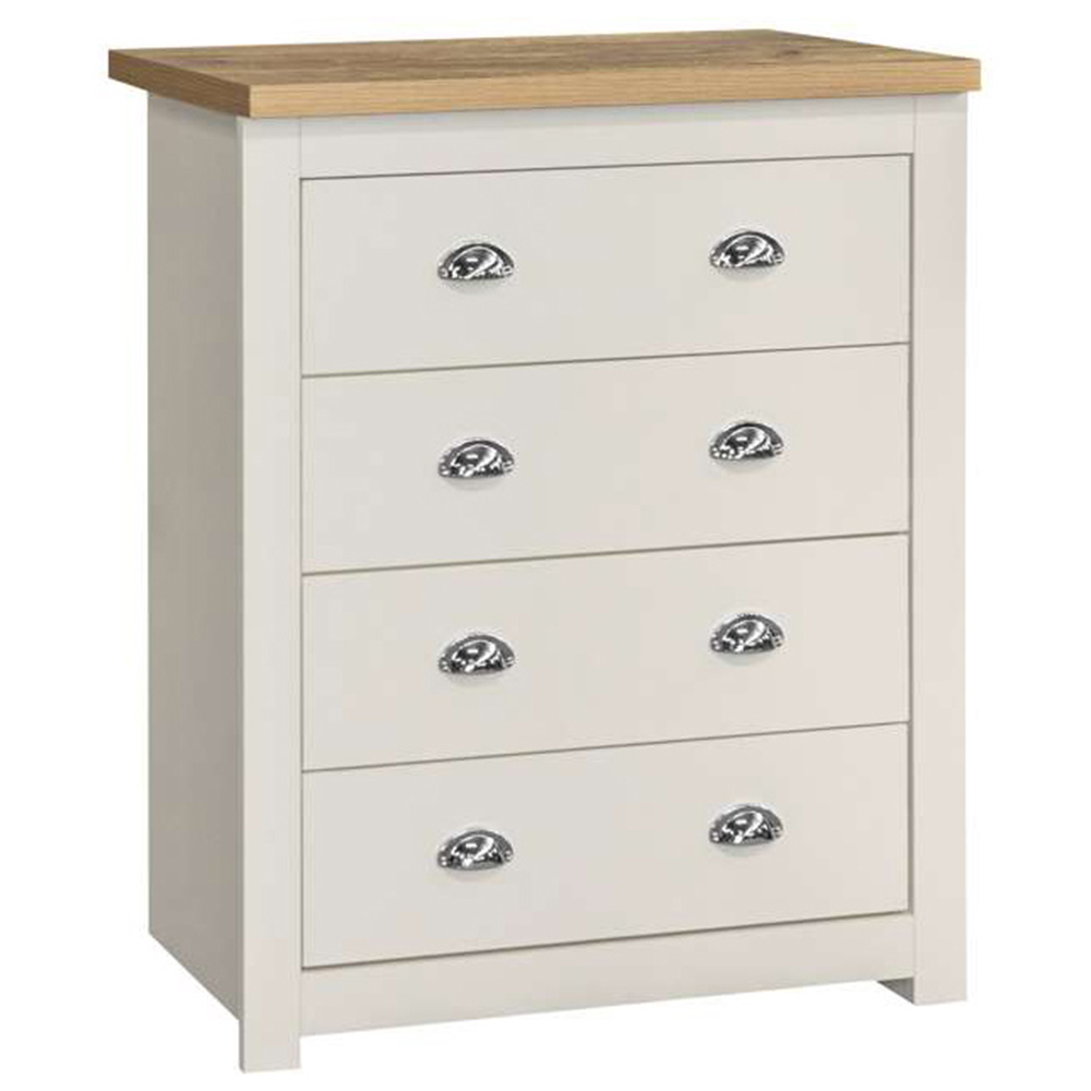 Highgate 4 Drawer Cream and Oak Chest of Drawers Image 2