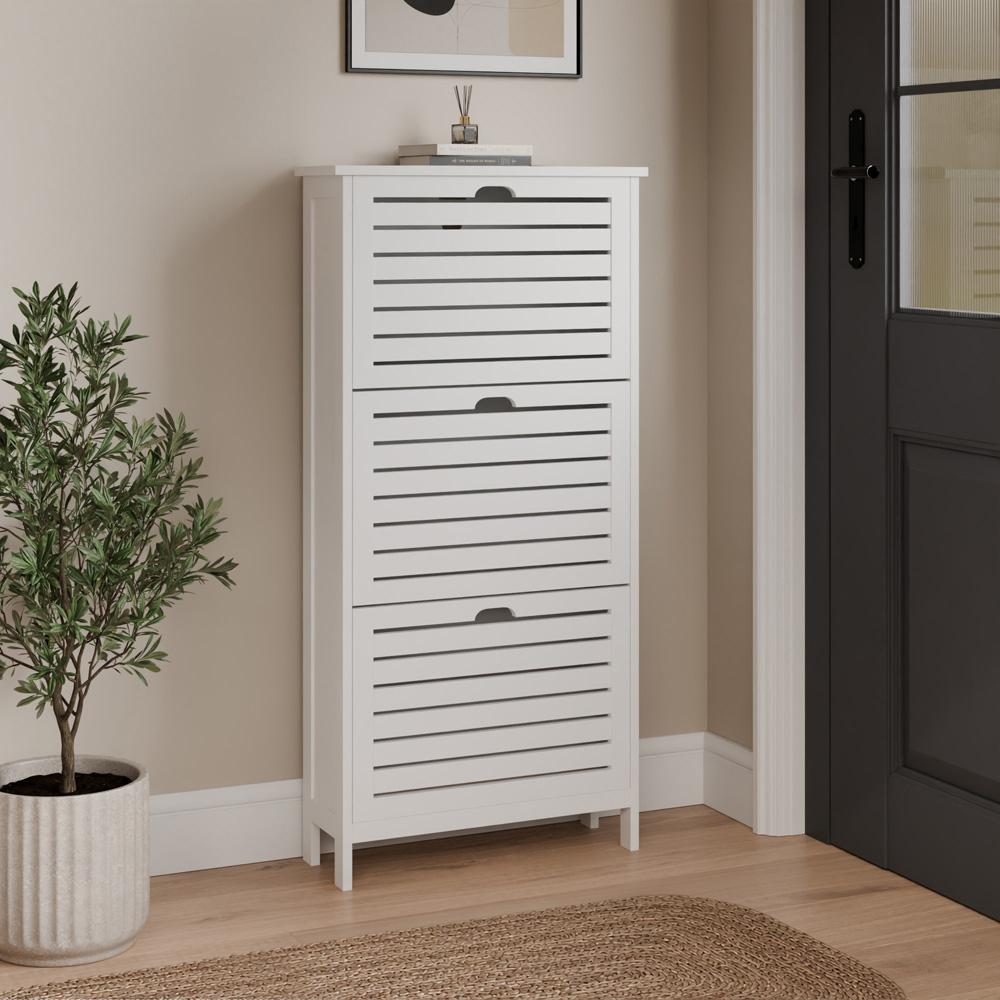 GFW Bergen White 3 Tier Shoe Cabinet Image 7