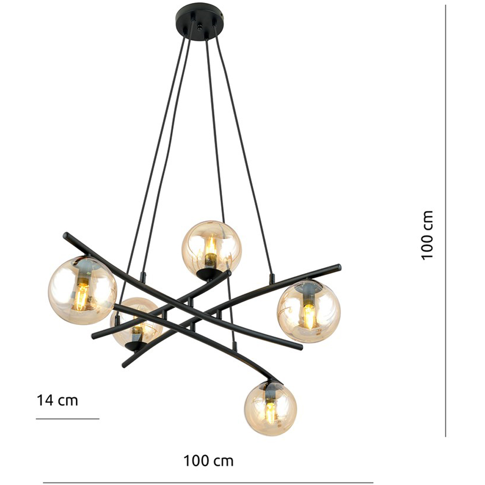 Emibig Essa 5 Light Amber Shade Black E14 Ceiling Pendant Light Image 5