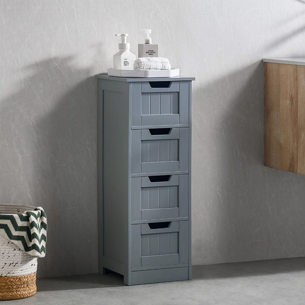 Bath Vida Priano 4 Drawer Grey Floor Standing Bathroom Cabinet Image 3
