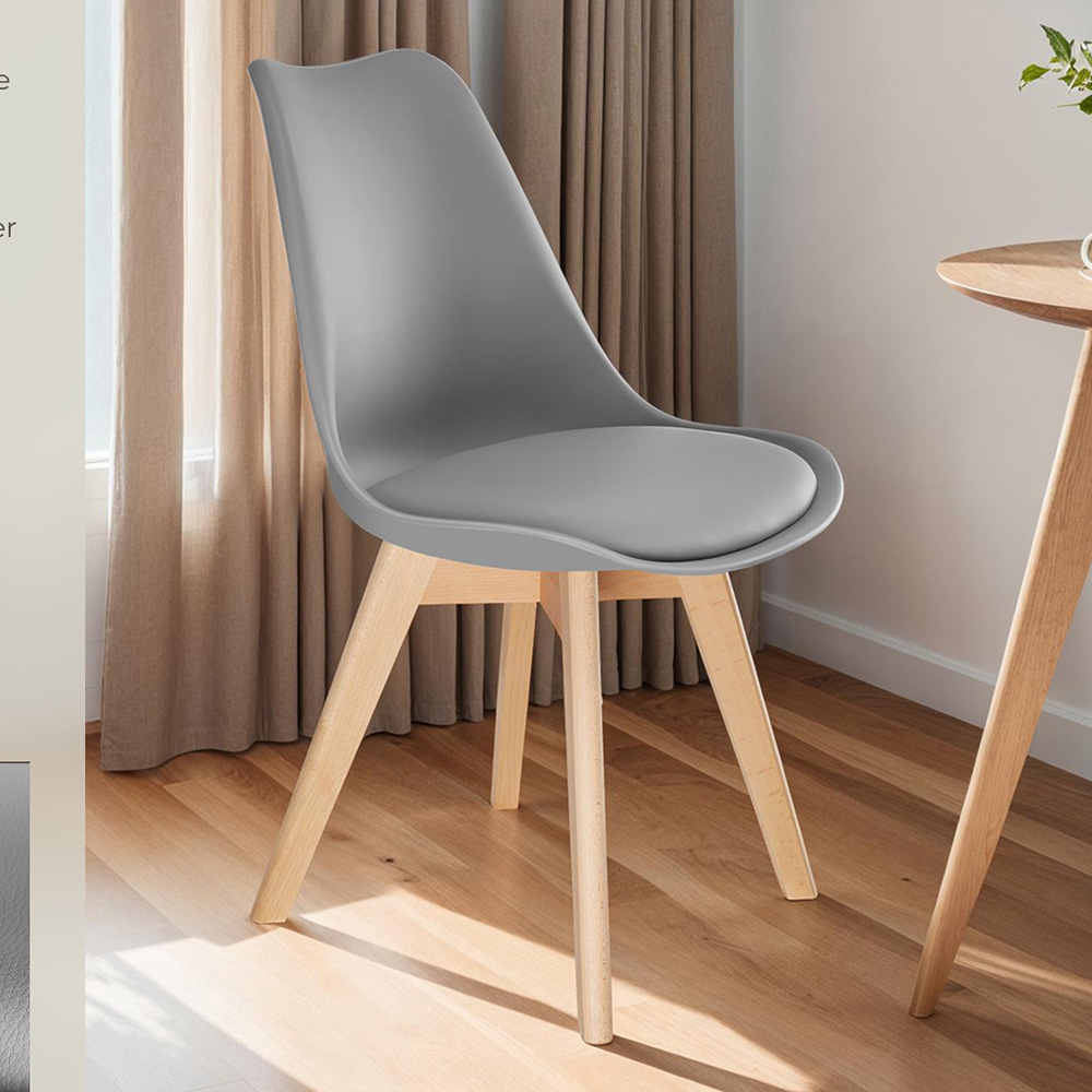 tectake Frederikke Set of 4 Ergonomic Dining Chair with Padded Seat Image 1