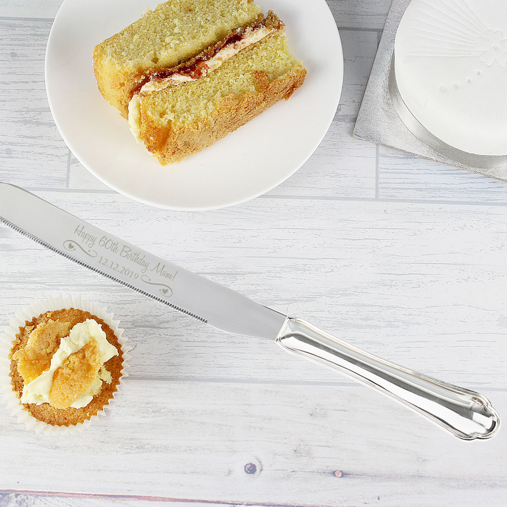 Personalised Memento Personalised Heart and Swirl Cake Knife Image 4