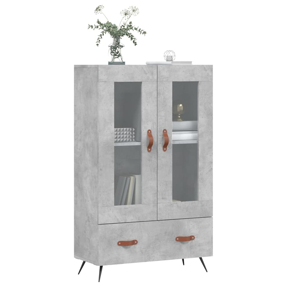 vidaXL 2 Glass Door Single Drawer Concrete Grey Highboard Image 3