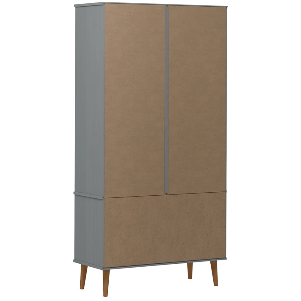 vidaXL 2 Door 2 Drawer 4 Shelf Grey Solid Pine Wood Vitrine Cabinet Image 7