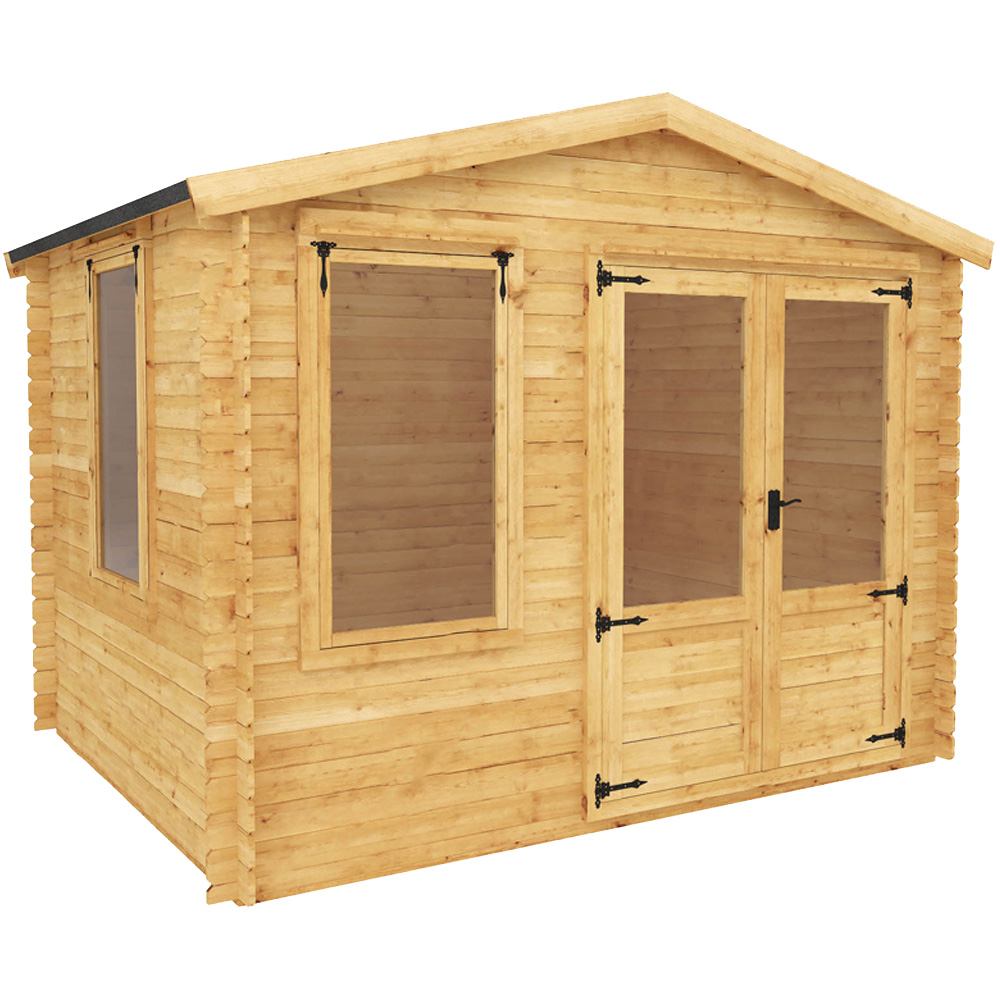 Mercia 8.5 x 10.8ft Double Door Wooden Apex Log Cabin Image 1