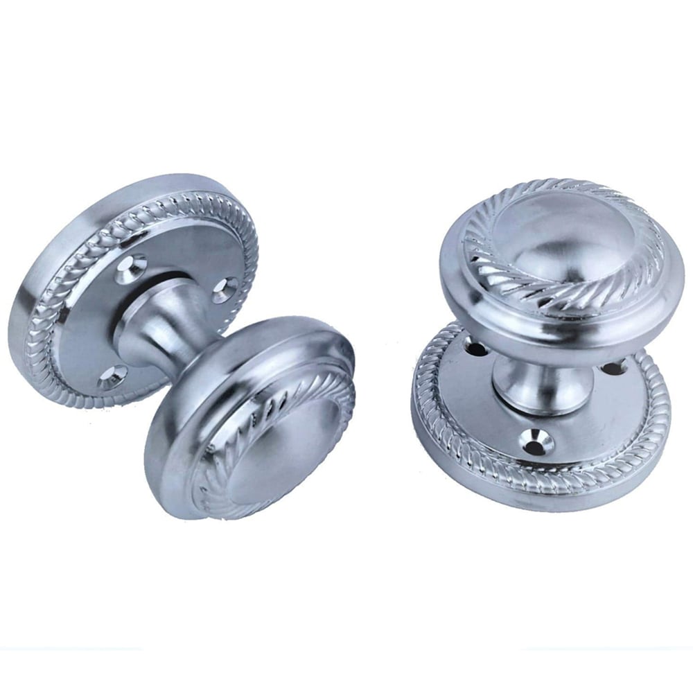 Golden Grace Georgian Satin Brushed Chrome Mortice Sprung Door Knob 2 Pack Image