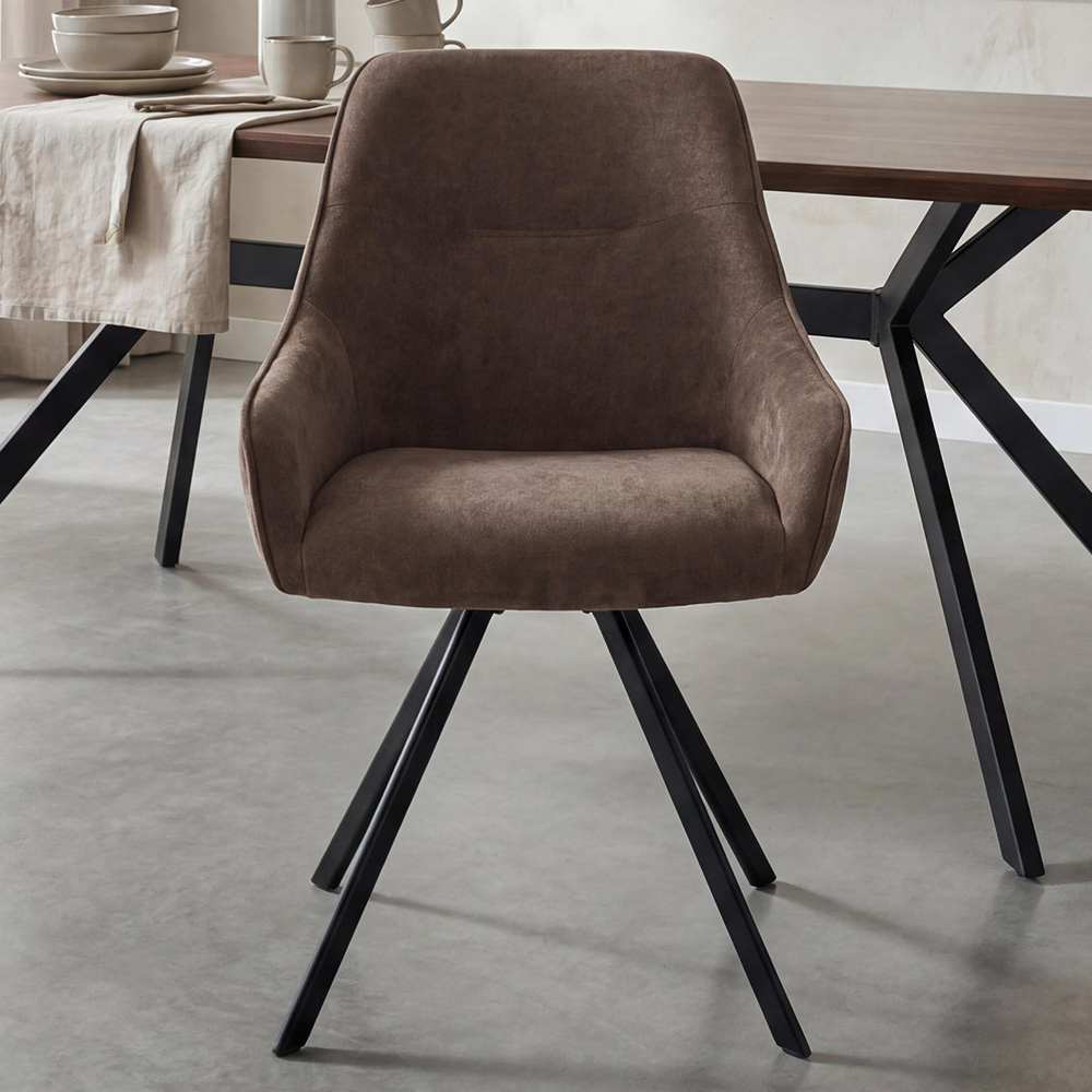 wilko Marlow Walnut Brown Swivel Dining Chair Image 1