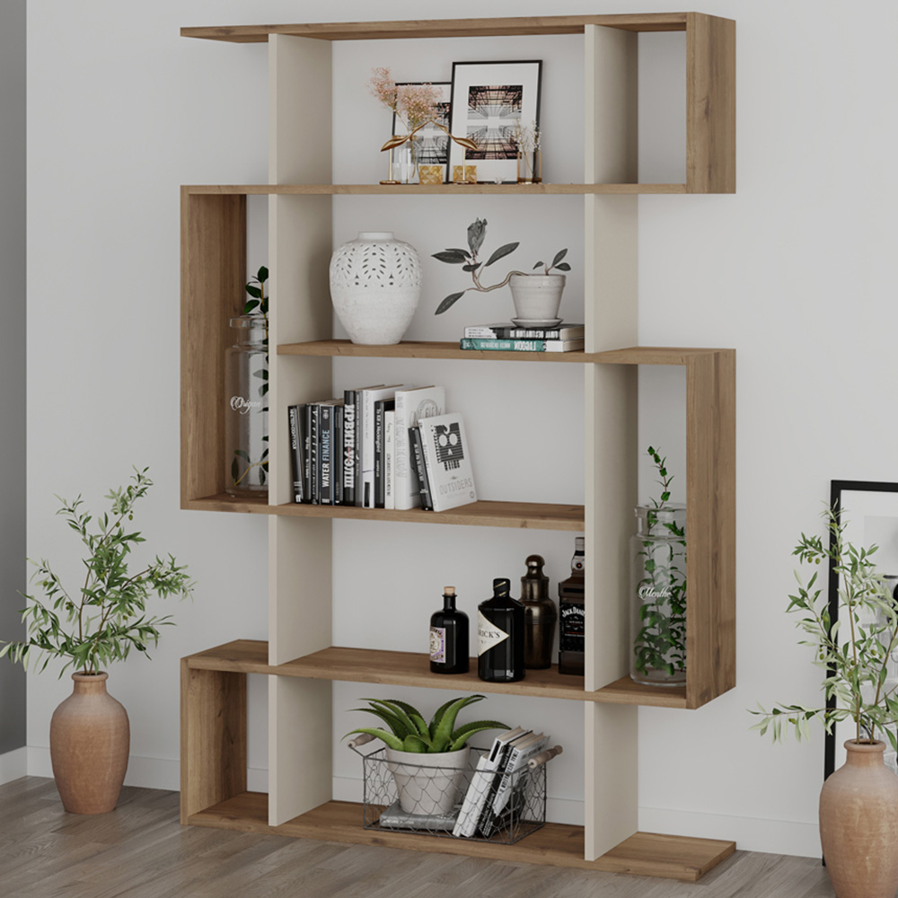 Decortie Mito 13 Shelf Hitit and Sandstone Wall Mounted Bookcase Display Unit Image 1