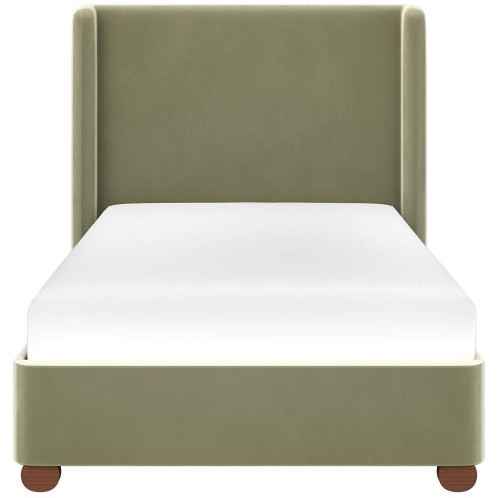 Flair Alma Single Olive Green Velvet Bed Frame with Winged Headboard Image 2