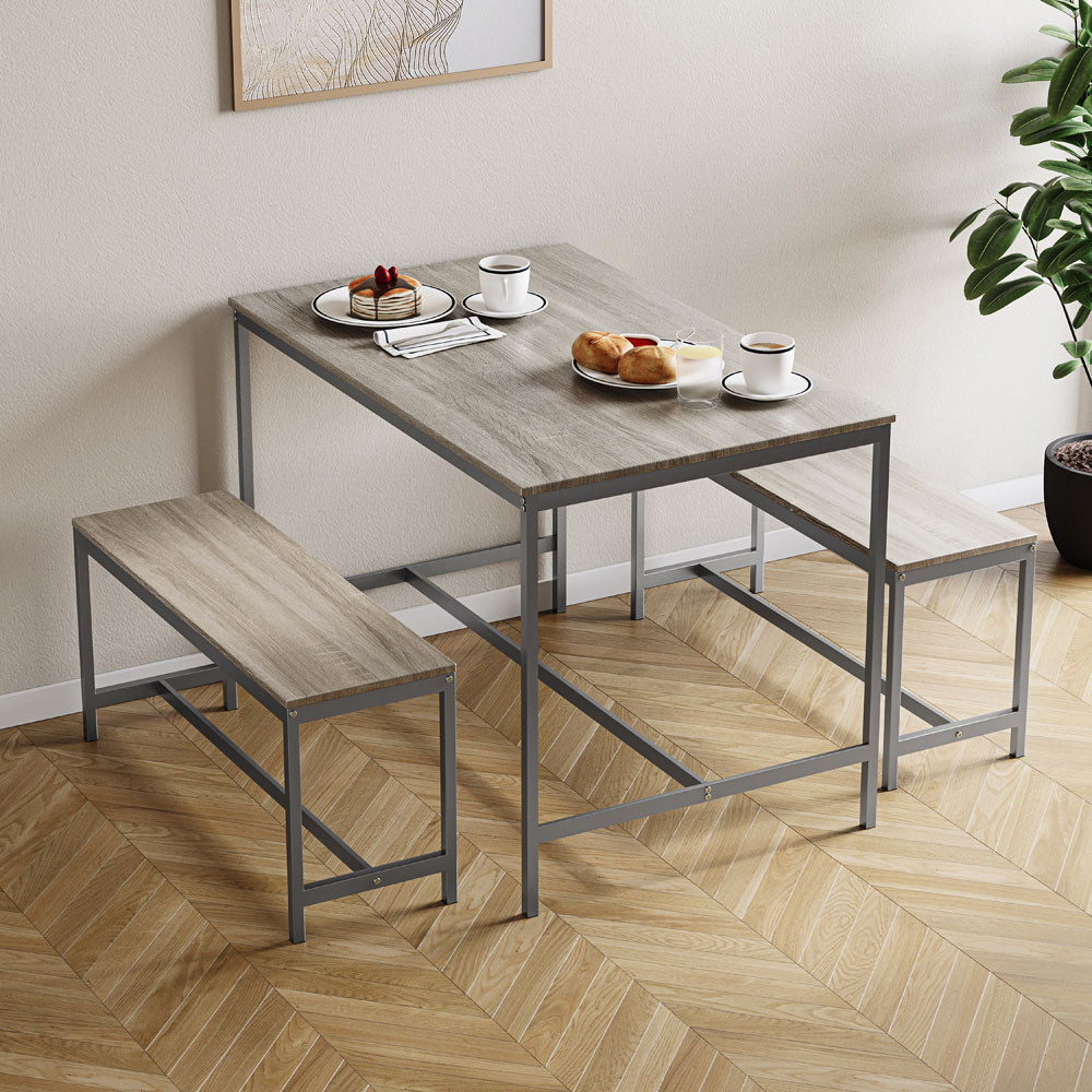 VIDA DESIGNS Roslyn 4 Seater Metal Frame Dining Bench Set Oak Image 3