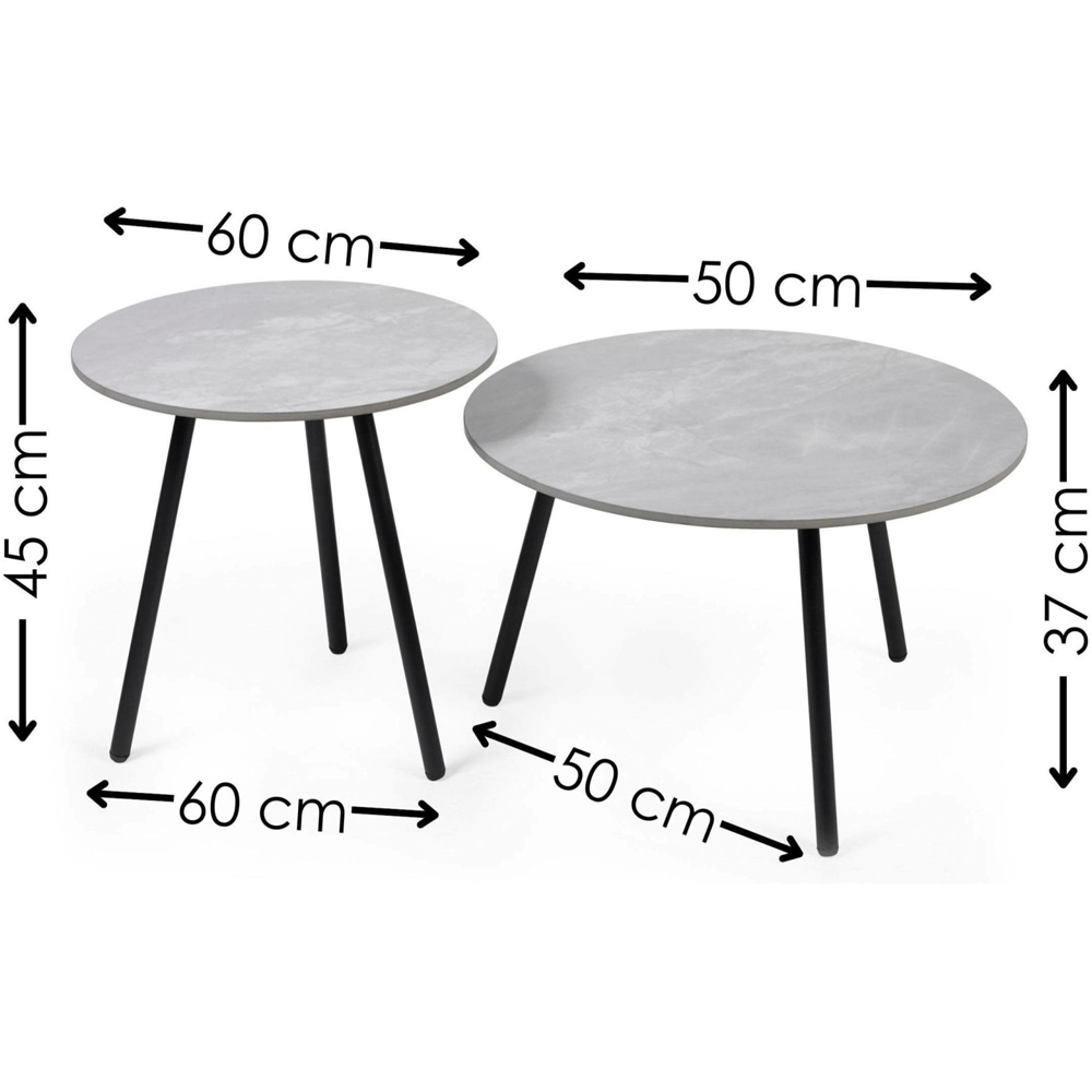 Julian Bowen Casper Grey Marble Effect Sintered Stone Top Side Table Set of 2 Image 8