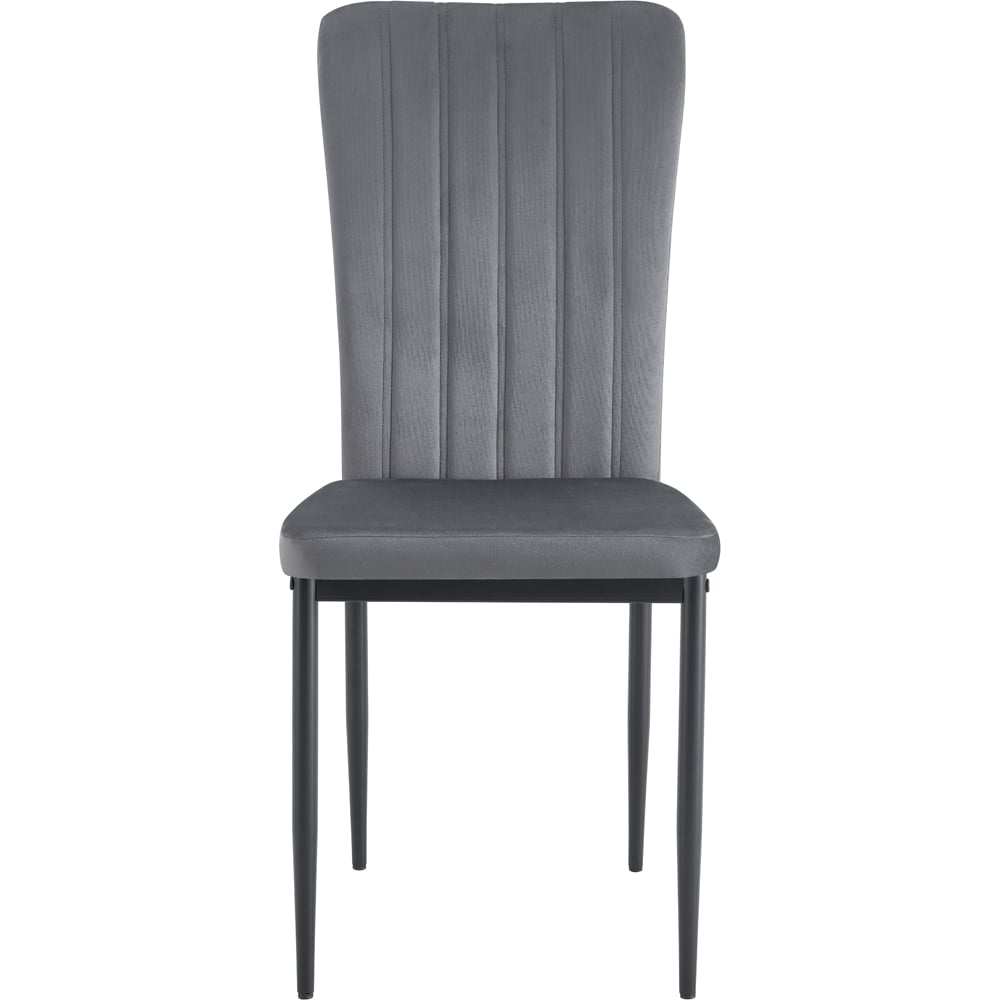 wilko Elle Set of 2 Dark Grey Velvet Effect Plush Padded Upholstered Dining Chair Image 3