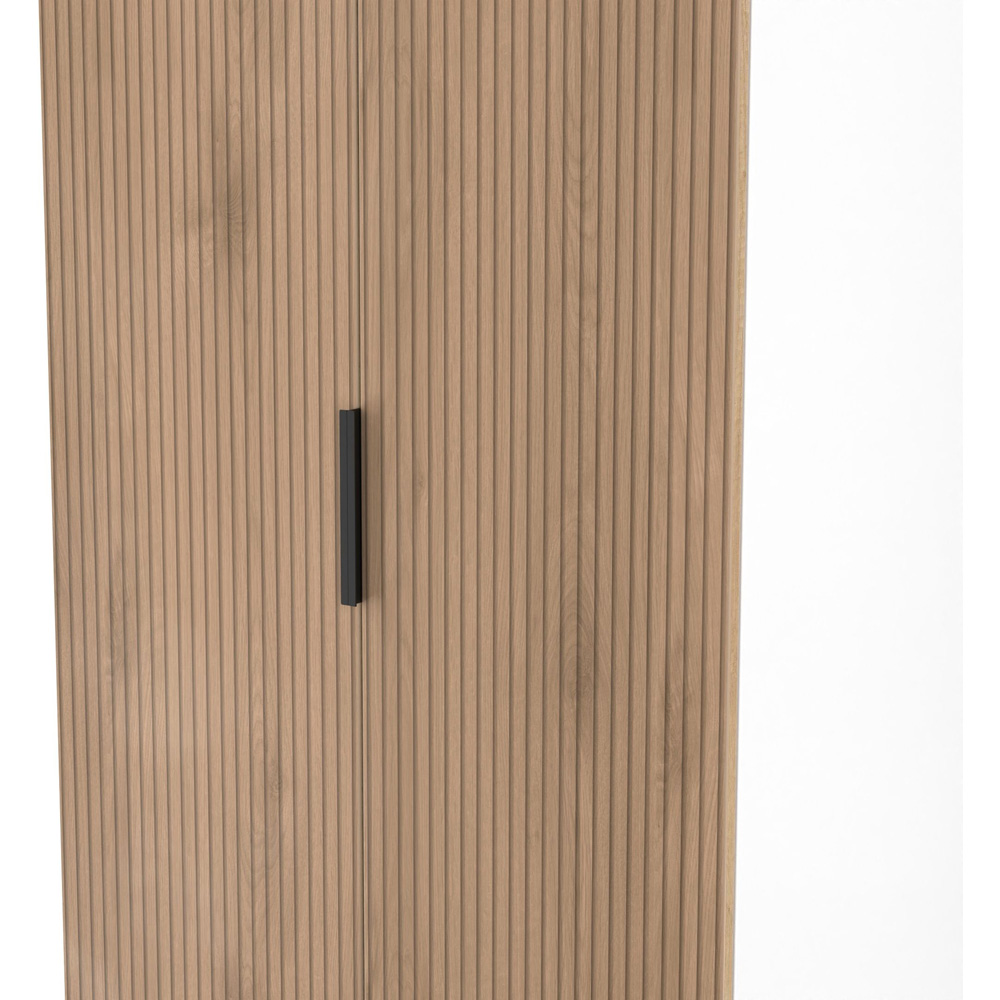 Crowndale Java 2 Door 2 Drawer Slatt Effect and White Tall Wardrobe Ready Assembled Image 5