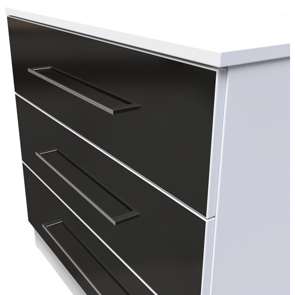 Crowndale Worcester 3 Drawer Matt Black and White Chest of Drawers Ready Assembled Image 4