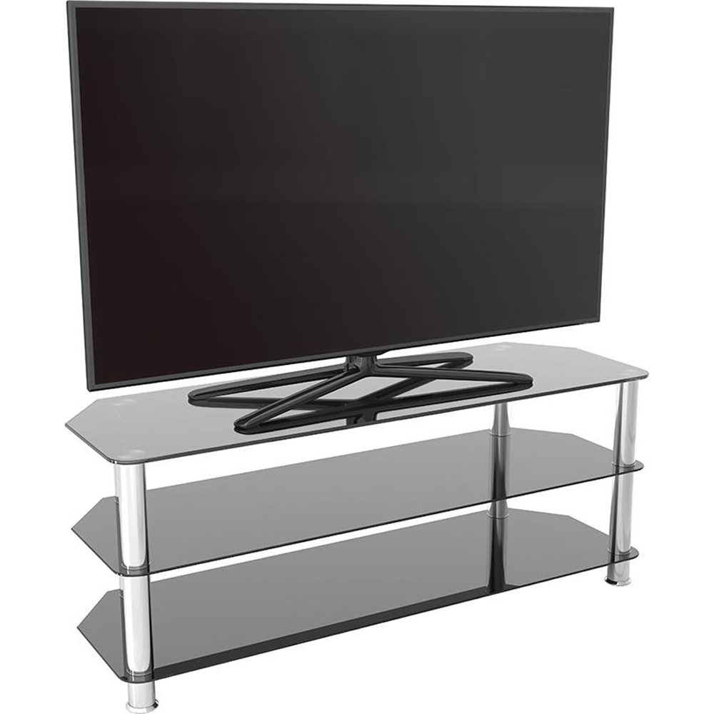 AVF Classic Black and Chrome Glass Corner TV Unit Image 4