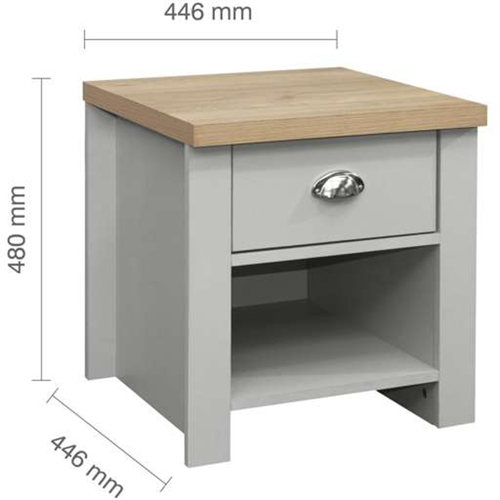 Highgate Single Drawer Grey and Oak Lamp Table Image 8