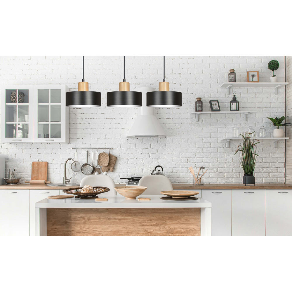Emibig Torin 3 Light Black Pendant Lamp Image 6