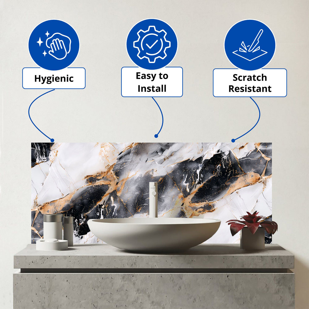 Warren Reed Designer Exquisite White Marble Effect Bathroom Splashback 25 x 60cm Image 3