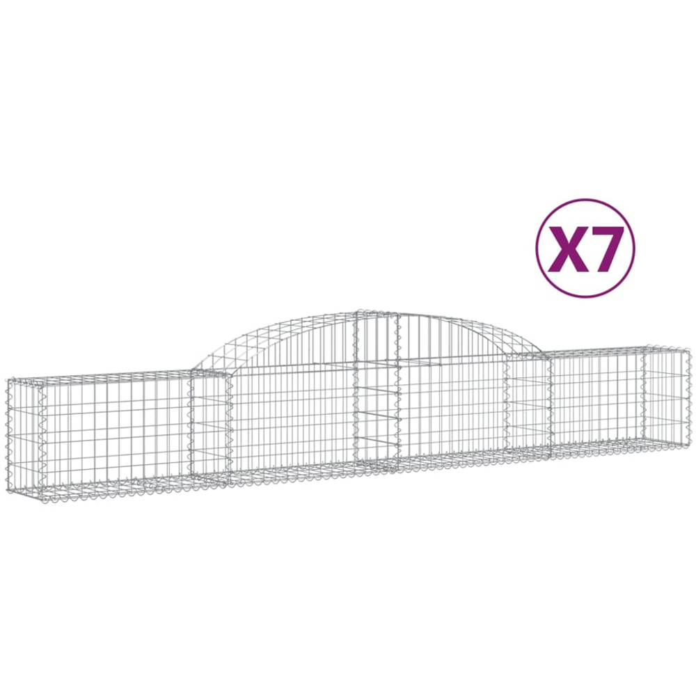 vidaXL Silver Galvanised Iron Arched Gabion Basket 300 x 30 x 40/60cm 7 Pack Image 4